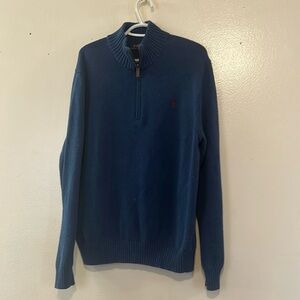 Polo by Ralph Lauren Men's Quarter-Zip Cotton Sweater in Derby Blue Heather XL